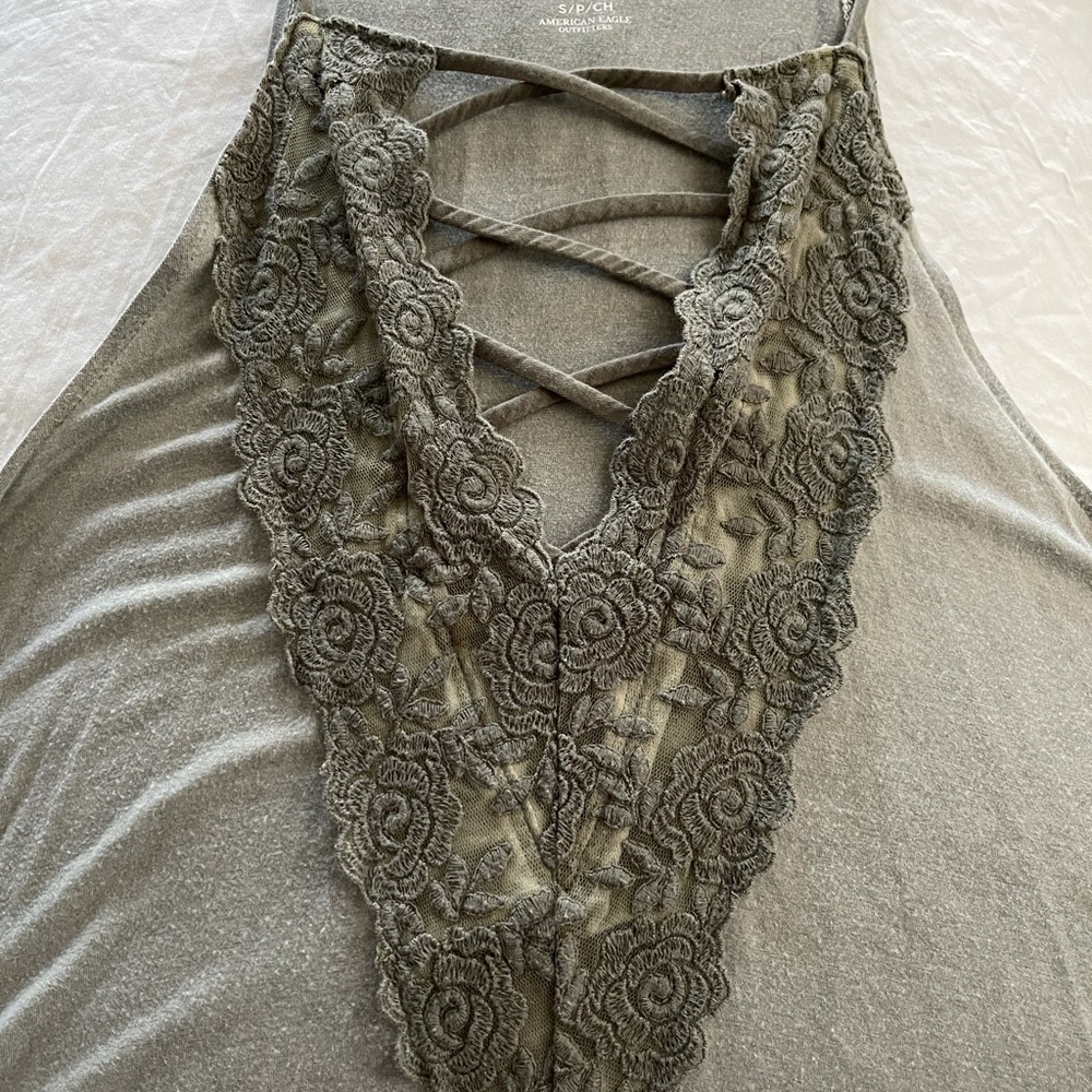 AEO GREEN LACE SOFT & SEXY TANK SZ S - Picture 4 of 5